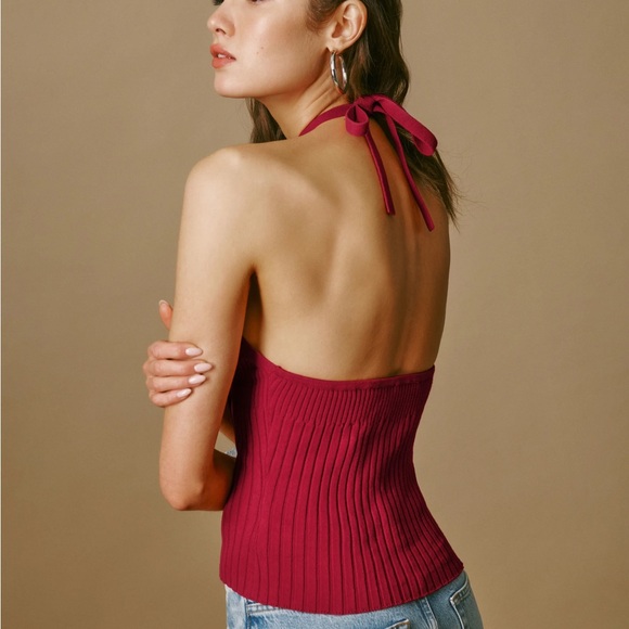 Reformation Red Ribbed Tank Top - Picture 2 of 5